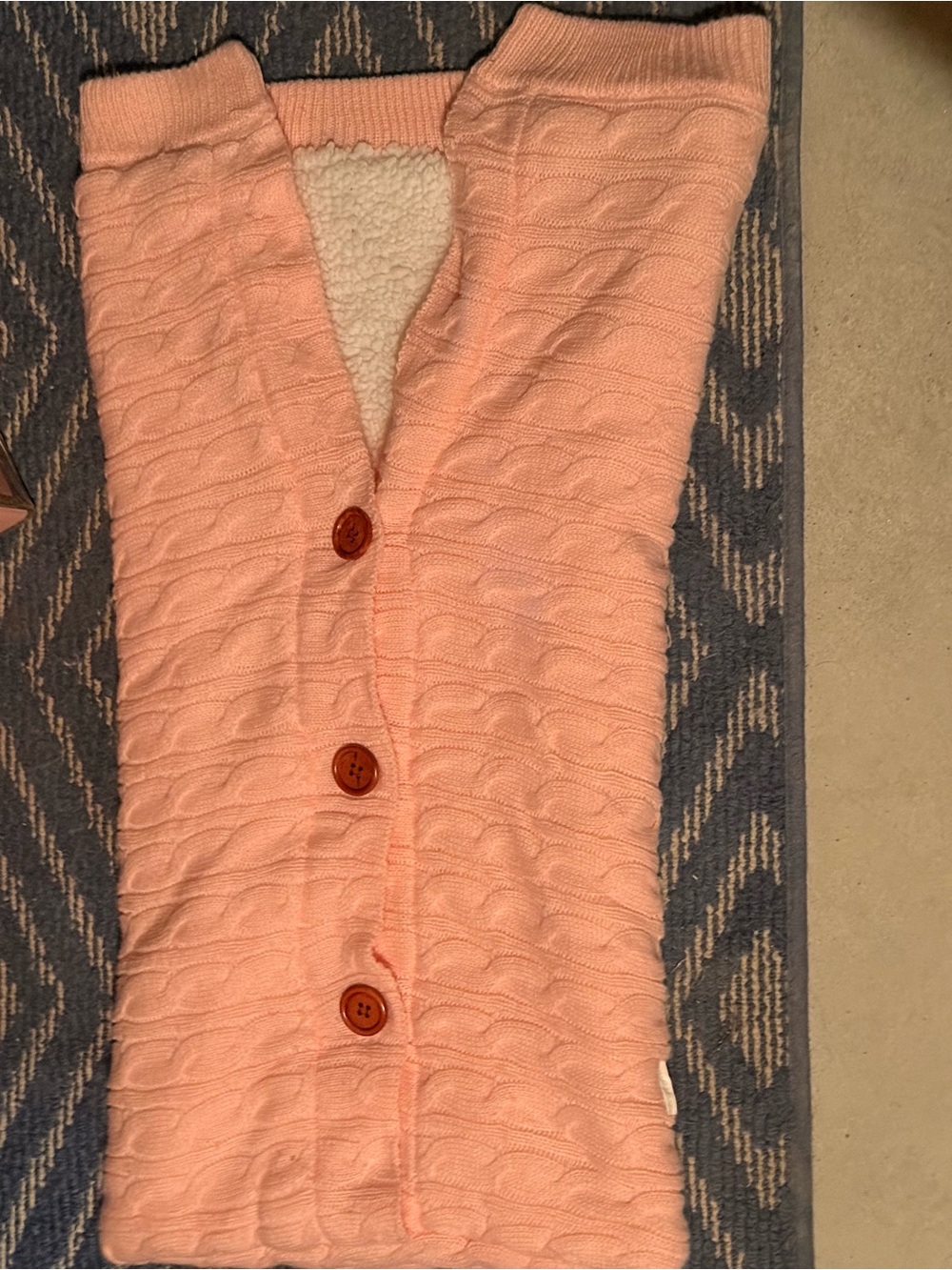Cozy Peach Cable-Knit Button Cardigan Sweater